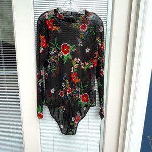 Forever 21: sheer floral bodysuit. 2X